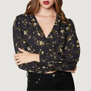 Lost+Wander Daisy Print V-Neck Long-sleeve Blouse plus size 2X